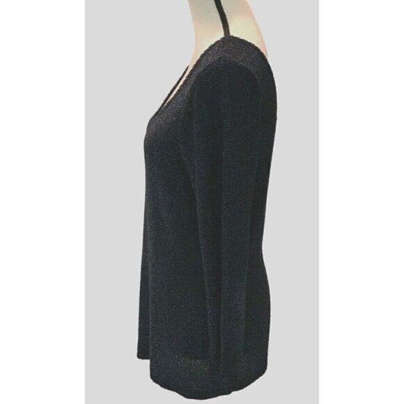 Davina Womens Elegant Sparkle V Neck Back Sweater Size M Blue Long Sleeve - Picture 9 of 12